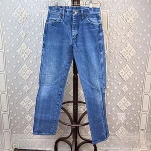 Vintage Wrangler Cowboy Cut Jeans Mens 30x33 Blue Denim High Rise Straight Leg